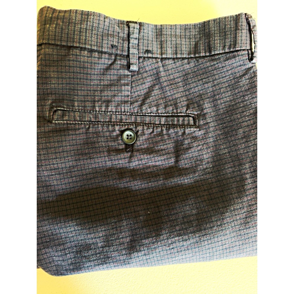 Banana Republic Men's 38x30 Gray Check Dress Pants Slim Fit Stretch Flat Front